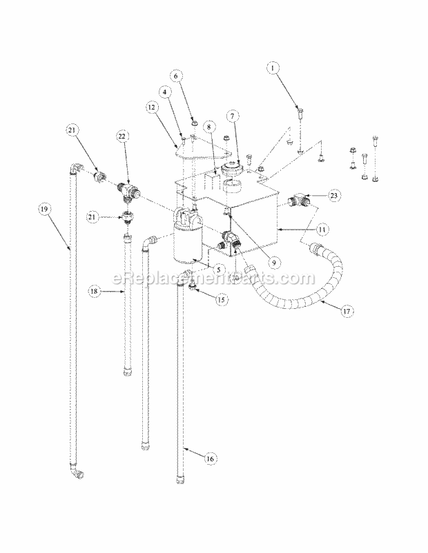 Hydro Pump Assembly Diagram and Parts List for M60-KW 53AB5DBX150-23-HP Cub Cadet Lawn Tractor